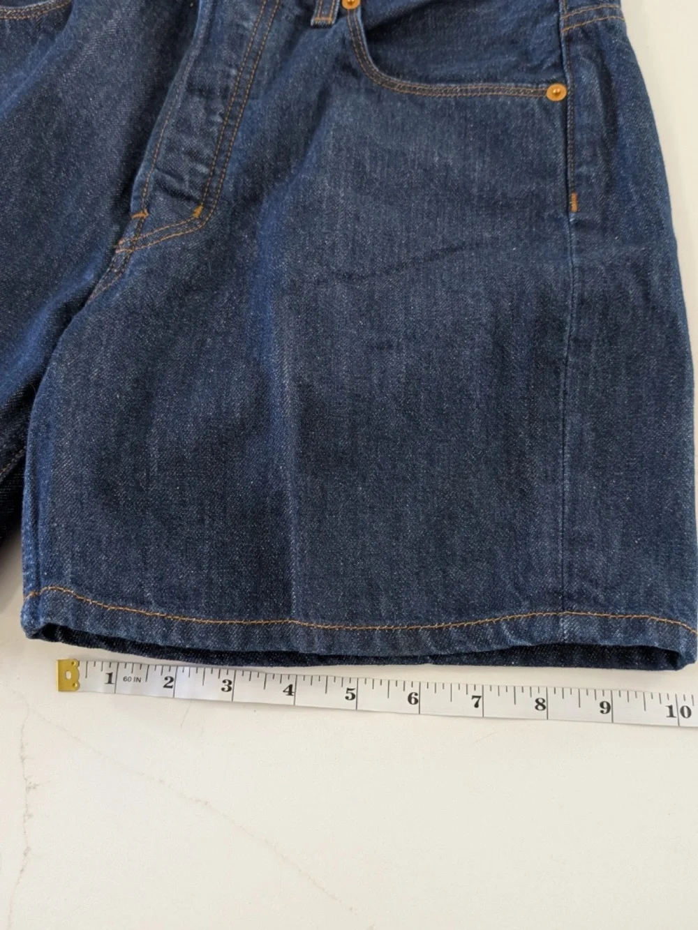 JAMIE HALLER The Tailor Short Indigo Denim Shorts Size 26 Made In USA $380 NWT - Picture 10 of 12